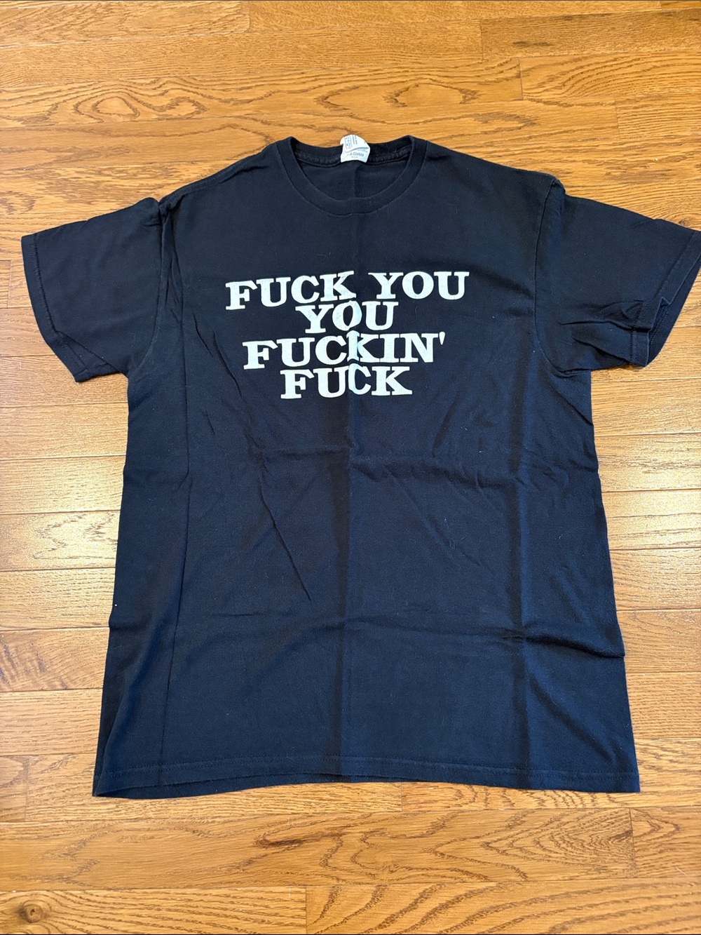 Delta Pro Weight | Black Graphic Tee White Text Men’s T‑Shirt Size Medium F*ck